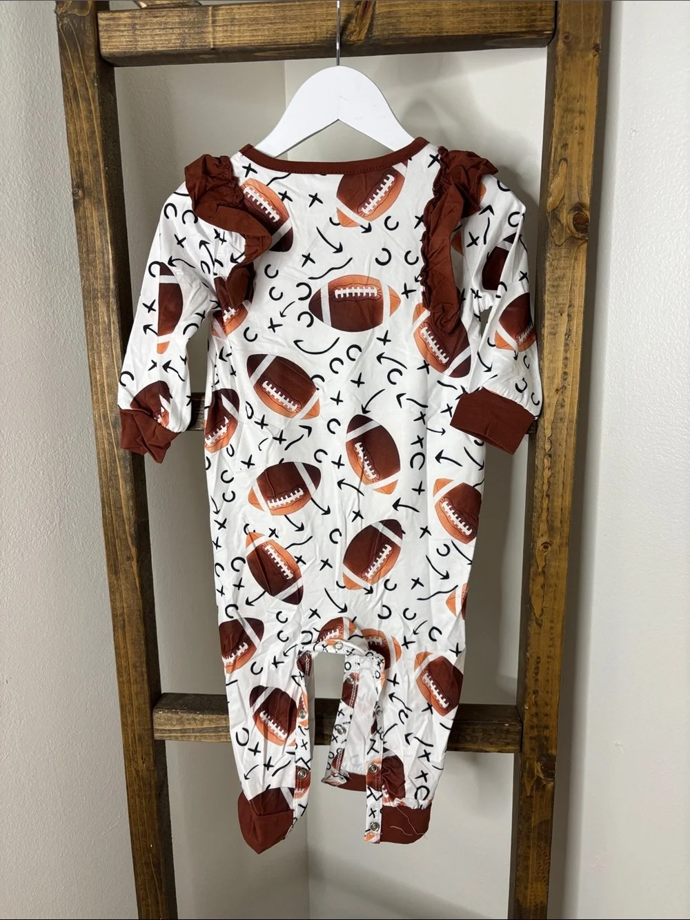 Kids Football Print Ruffle One-Piece Romper Size 12-18M